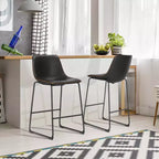 MAYEERTY Armless Barstools Faux Leather Dining Chairs with Metal Legs and Footrest, for Home Office Kitchen Island