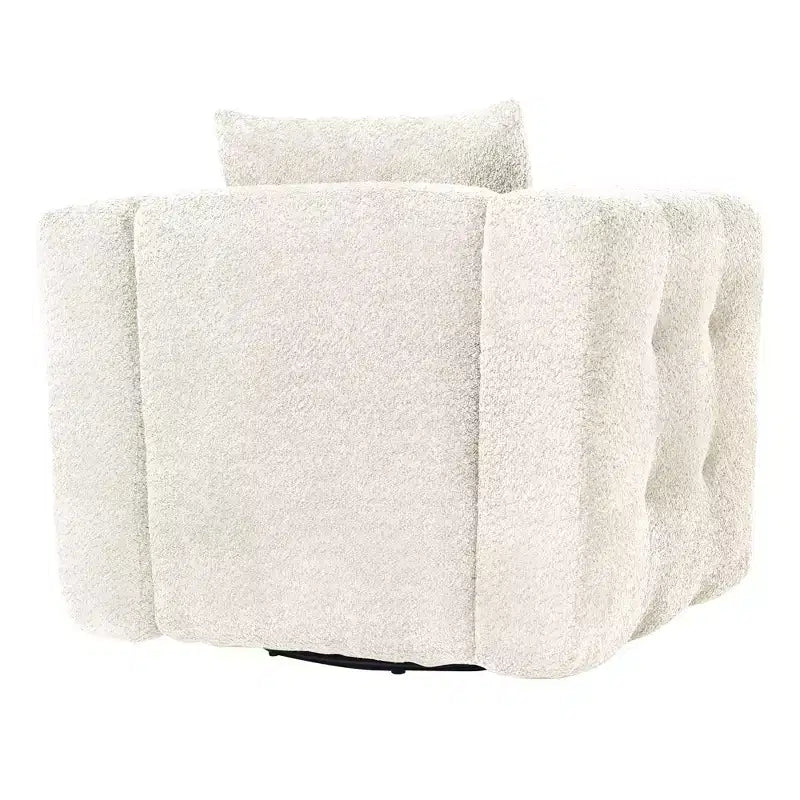 Poltrona girevole in tessuto Beige / Blu / Marrone, rotazione a 360°, seduta singola