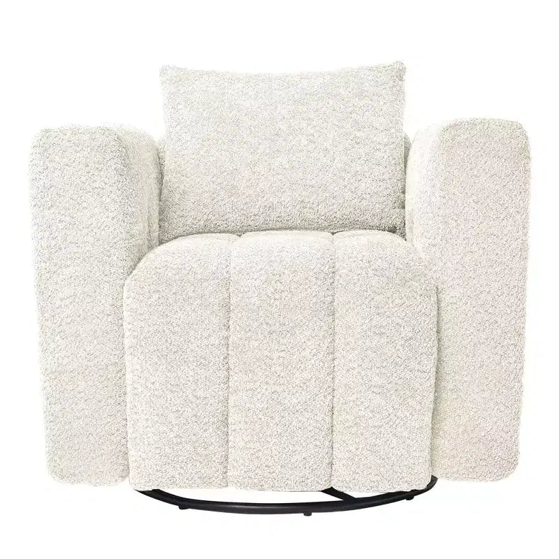 Poltrona girevole in tessuto Beige / Blu / Marrone, rotazione a 360°, seduta singola