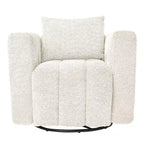 Beige / blauwe / bruine stoffen draaistoel, 360° draaibaar, zitplaats voor 1 persoon