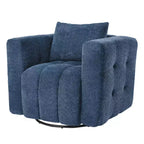 Beige / blauwe / bruine stoffen draaistoel, 360° draaibaar, zitplaats voor 1 persoon