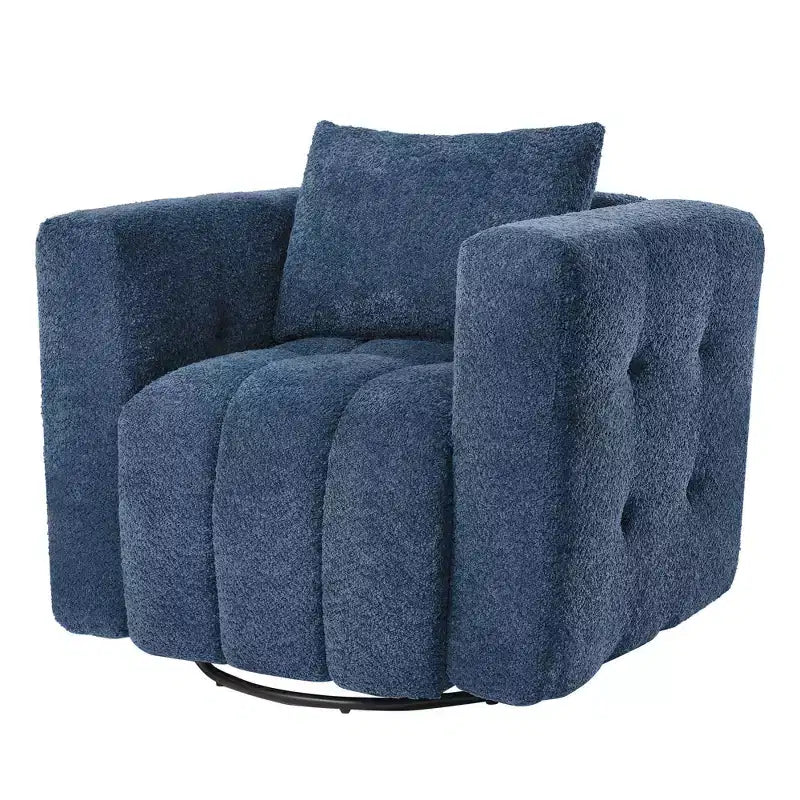 Poltrona girevole in tessuto Beige / Blu / Marrone, rotazione a 360°, seduta singola