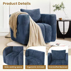 Beige / blauwe / bruine stoffen draaistoel, 360° draaibaar, zitplaats voor 1 persoon