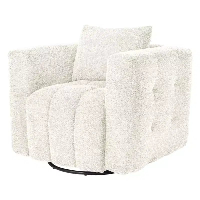 Poltrona girevole in tessuto Beige / Blu / Marrone, rotazione a 360°, seduta singola
