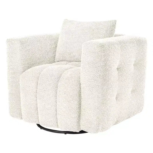 Poltrona girevole in tessuto Beige / Blu / Marrone, rotazione a 360°, seduta singola