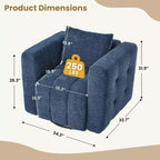 Beige / blauwe / bruine stoffen draaistoel, 360° draaibaar, zitplaats voor 1 persoon