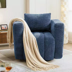 Beige / blauwe / bruine stoffen draaistoel, 360° draaibaar, zitplaats voor 1 persoon