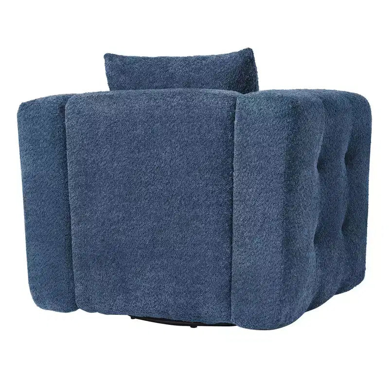 Poltrona girevole in tessuto Beige / Blu / Marrone, rotazione a 360°, seduta singola