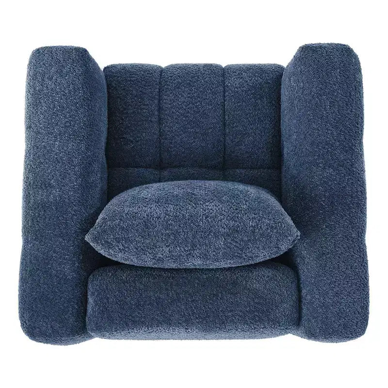 Poltrona girevole in tessuto Beige / Blu / Marrone, rotazione a 360°, seduta singola