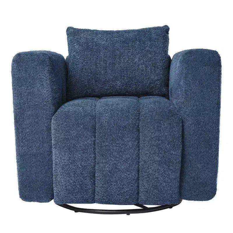 Poltrona girevole in tessuto Beige / Blu / Marrone, rotazione a 360°, seduta singola