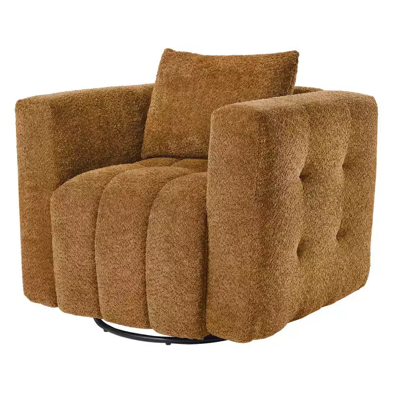 Poltrona girevole in tessuto Beige / Blu / Marrone, rotazione a 360°, seduta singola