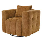 Beige / blauwe / bruine stoffen draaistoel, 360° draaibaar, zitplaats voor 1 persoon