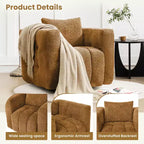Beige / blauwe / bruine stoffen draaistoel, 360° draaibaar, zitplaats voor 1 persoon