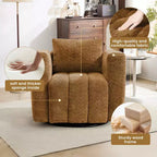 Beige / blauwe / bruine stoffen draaistoel, 360° draaibaar, zitplaats voor 1 persoon