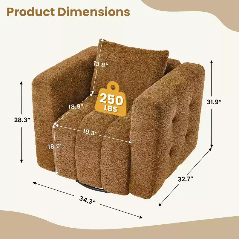 Poltrona girevole in tessuto Beige / Blu / Marrone, rotazione a 360°, seduta singola