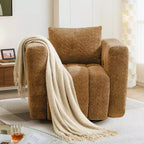 Beige / blauwe / bruine stoffen draaistoel, 360° draaibaar, zitplaats voor 1 persoon