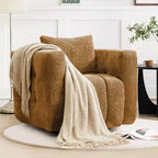 Beige / blauwe / bruine stoffen draaistoel, 360° draaibaar, zitplaats voor 1 persoon