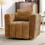Beige / blauwe / bruine stoffen draaistoel, 360° draaibaar, zitplaats voor 1 persoon