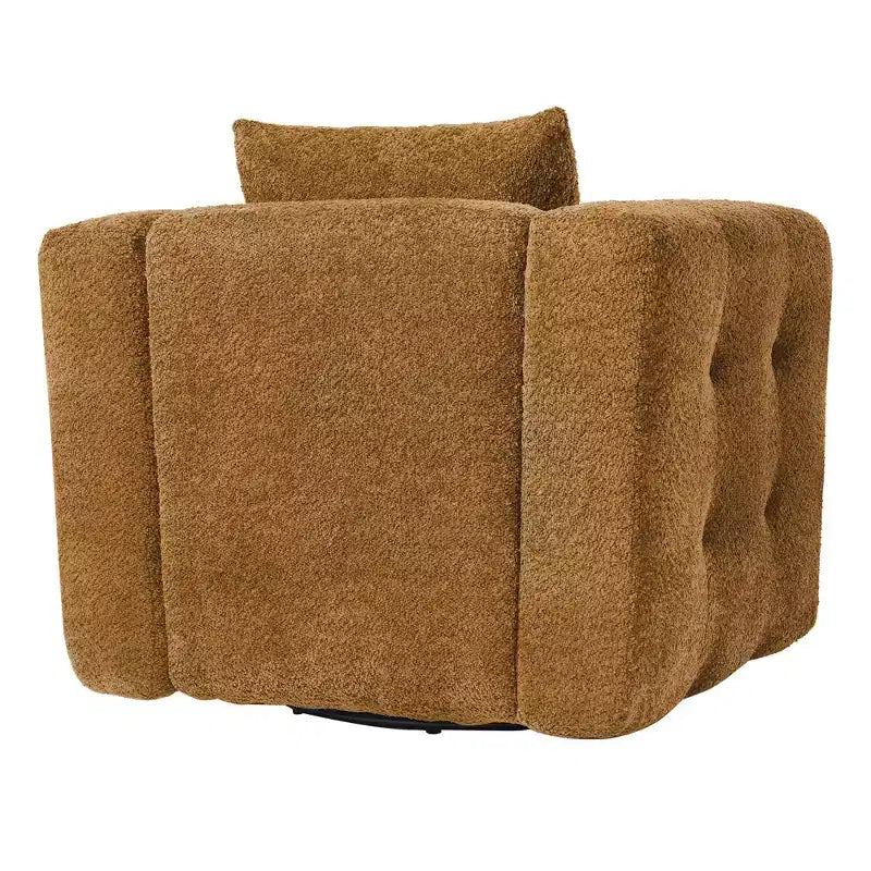 Poltrona girevole in tessuto Beige / Blu / Marrone, rotazione a 360°, seduta singola