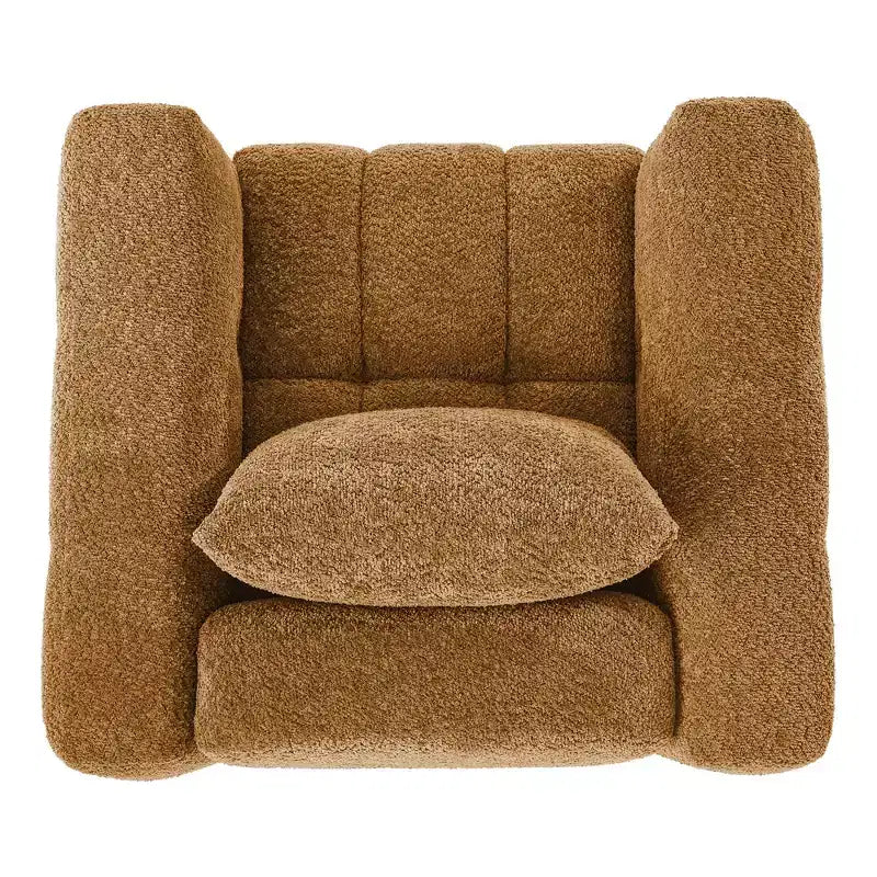 Poltrona girevole in tessuto Beige / Blu / Marrone, rotazione a 360°, seduta singola