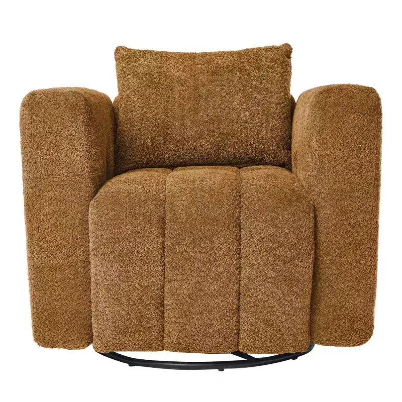 Poltrona girevole in tessuto Beige / Blu / Marrone, rotazione a 360°, seduta singola