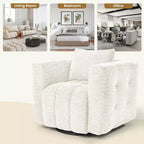 Beige / blauwe / bruine stoffen draaistoel, 360° draaibaar, zitplaats voor 1 persoon