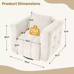 Beige / blauwe / bruine stoffen draaistoel, 360° draaibaar, zitplaats voor 1 persoon