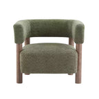 Licht camel / olijf / tarwe / witte bouclé-accentstoel, mid-century, zitplaats voor 1 persoon