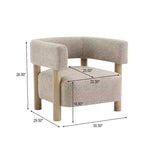 Licht camel / olijf / tarwe / witte bouclé-accentstoel, mid-century, zitplaats voor 1 persoon