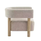 Licht camel / olijf / tarwe / witte bouclé-accentstoel, mid-century, zitplaats voor 1 persoon