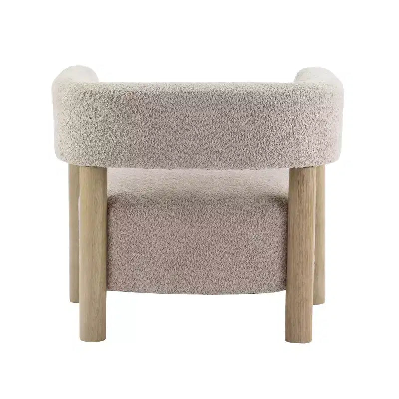Poltrona con accento in bouclé colore cammello chiaro / oliva / grano / bianco / giallo, stile Mid-Century, 1 posto