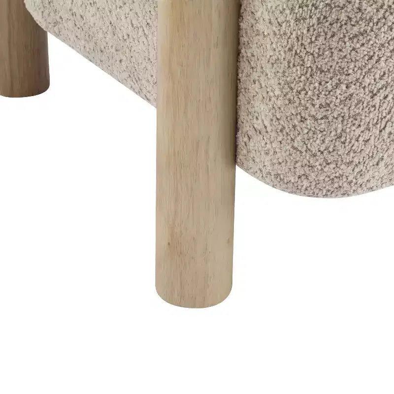 Poltrona con accento in bouclé colore cammello chiaro / oliva / grano / bianco / giallo, stile Mid-Century, 1 posto
