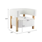 Licht camel / olijf / tarwe / witte bouclé-accentstoel, mid-century, zitplaats voor 1 persoon