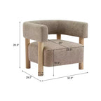 Licht camel / olijf / tarwe / witte bouclé-accentstoel, mid-century, zitplaats voor 1 persoon