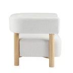 Licht camel / olijf / tarwe / witte bouclé-accentstoel, mid-century, zitplaats voor 1 persoon