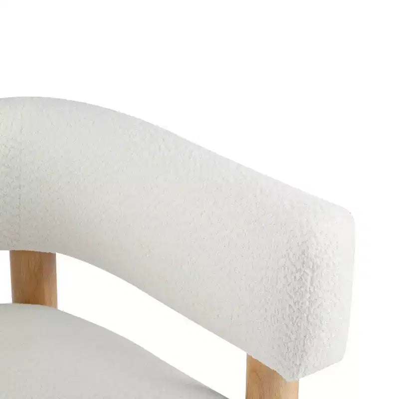 Poltrona con accento in bouclé colore cammello chiaro / oliva / grano / bianco / giallo, stile Mid-Century, 1 posto