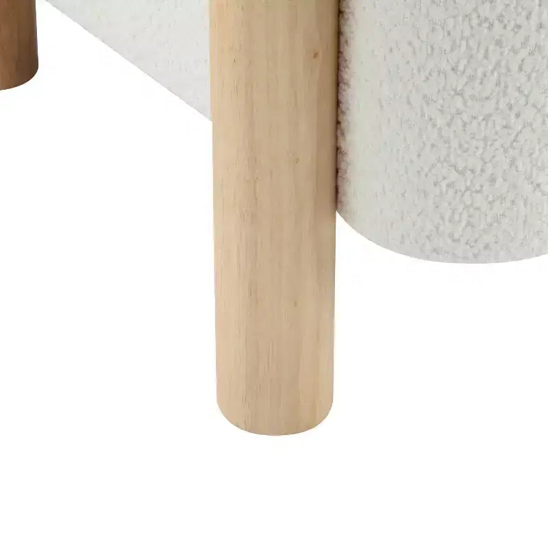 Poltrona con accento in bouclé colore cammello chiaro / oliva / grano / bianco / giallo, stile Mid-Century, 1 posto