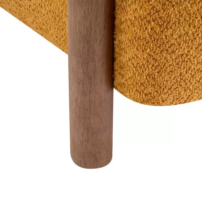 Poltrona con accento in bouclé colore cammello chiaro / oliva / grano / bianco / giallo, stile Mid-Century, 1 posto