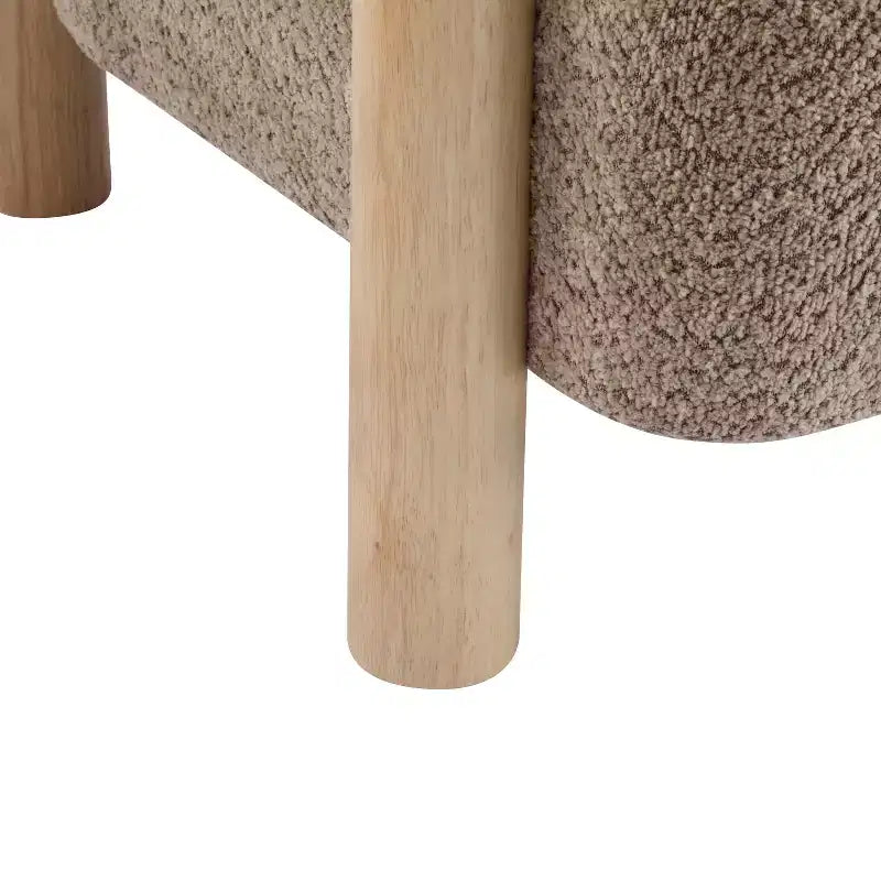 Poltrona con accento in bouclé colore cammello chiaro / oliva / grano / bianco / giallo, stile Mid-Century, 1 posto