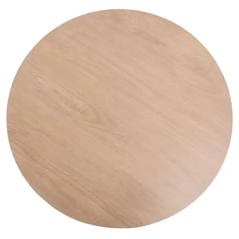 Tavolo da pranzo rotondo da 27", nero/legno naturale/bianco, piano in pietra sinterizzata, base a piedistallo, 3 posti