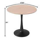 Tavolo da pranzo rotondo da 27", nero / legno naturale / bianco, piano in pietra sinterizzata, base a piedistallo, posti per 3 persone