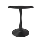Tavolo da pranzo rotondo da 27", nero / legno naturale / bianco, piano in pietra sinterizzata, base a piedistallo, posti per 3 persone