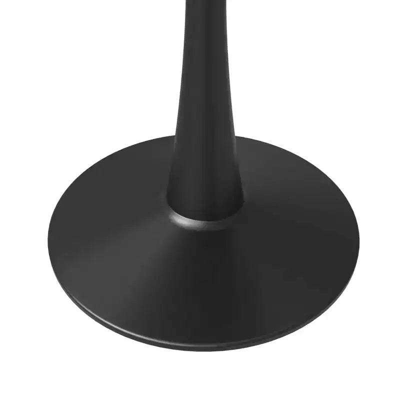 Tavolo da pranzo rotondo da 27", nero/legno naturale/bianco, piano in pietra sinterizzata, base a piedistallo, 3 posti