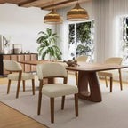Chaises de salle à manger modernes rembourrées, sans accoudoirs, naturelles / noyer, lot de 4