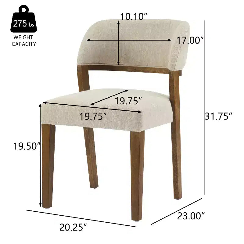 Sedie da pranzo moderne imbottite Noce Naturale, senza braccioli, set da 4