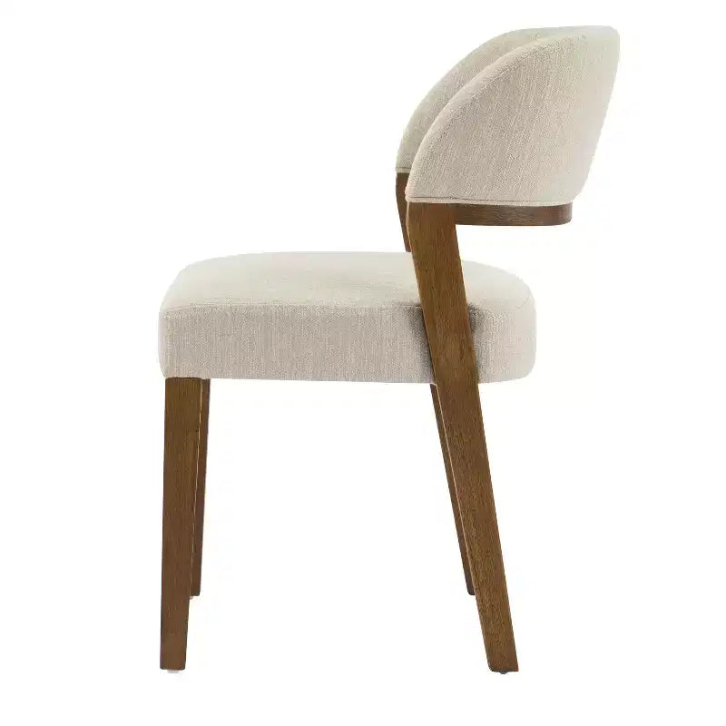 Sedie da pranzo moderne imbottite Noce Naturale, senza braccioli, set da 4