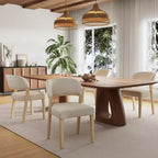 Chaises de salle à manger modernes rembourrées, sans accoudoirs, naturelles / noyer, lot de 4