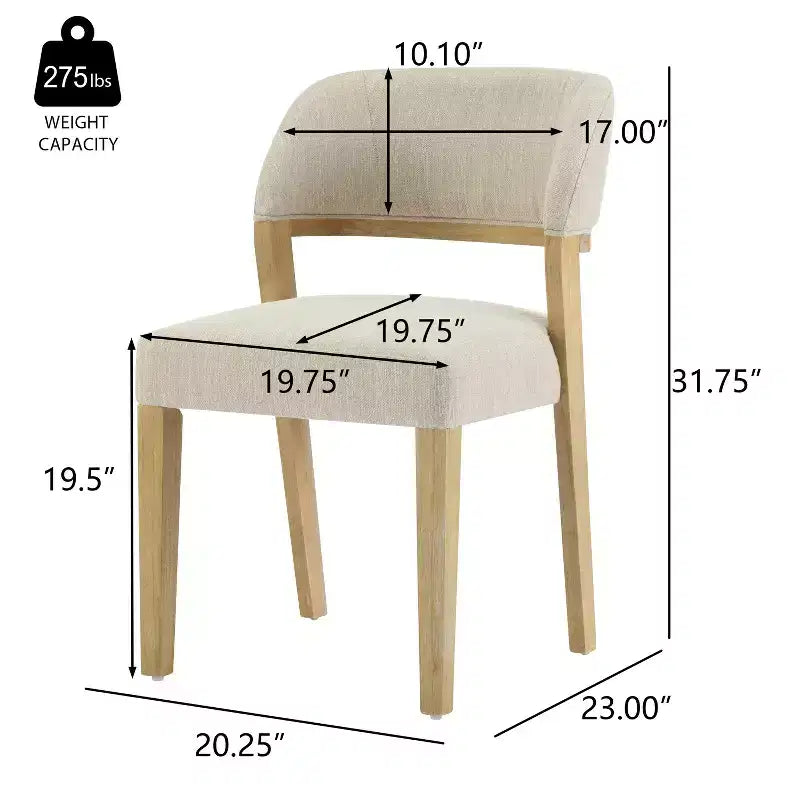 Sedie da pranzo moderne imbottite Noce Naturale, senza braccioli, set da 4