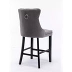 Set of 2 Velvet Button-Tufted Barstools with Wooden Legs, Multiple Colors