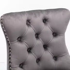 Set of 2 Velvet Button-Tufted Barstools with Wooden Legs, Multiple Colors